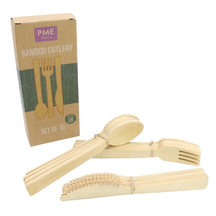 Set de Cubiertos de Bambú para 10, Paquete de 30