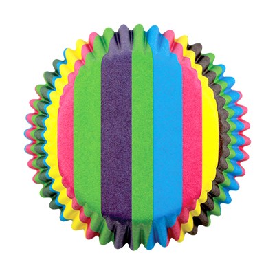 Cápsulas de Papel Rayas Arcoíris para Hornear Cupcakes, Tamaño Estándar, Paquete de 60