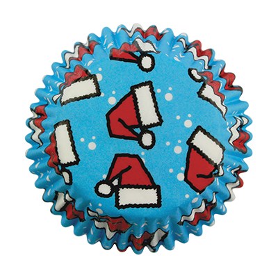 Cápsulas de Papel Gorro Papá Noel para Hornear Cupcakes, Tamaño Estándar, Paquete de 60