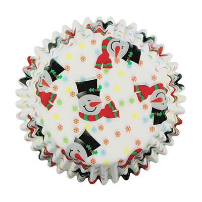 Cápsulas de Papel Muñeco de Nieve Sonriente para Hornear Cupcakes, Tamaño Mini, Paquete de 100