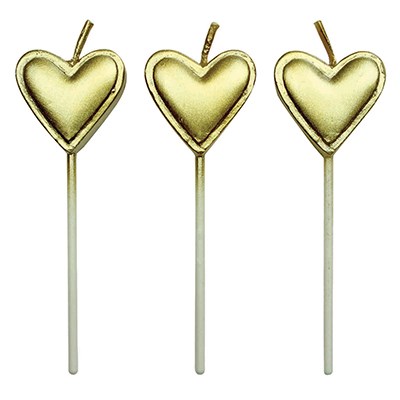 Velas de Corazones Dorados, Juego de 8