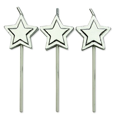 Velas de Estrellas Plateadas, Juego de 8