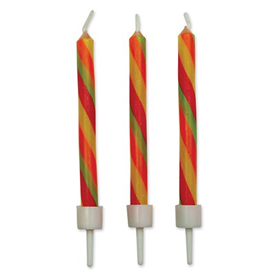 Velas de Rayas de Colores, Paquete de 10