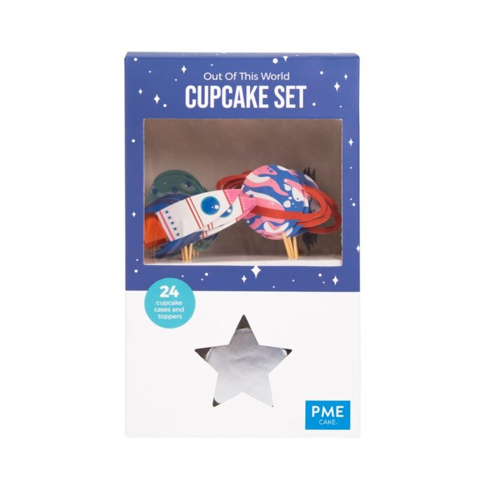 Set de Cupcakes - Fuera de este Mundo Espacio (24 estuches y toppers)