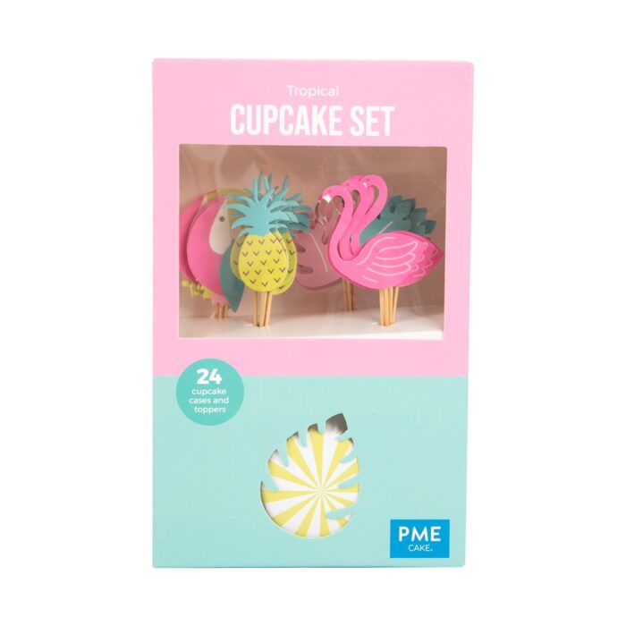 Set de Cupcakes - Tropical (24 estuches y toppers)