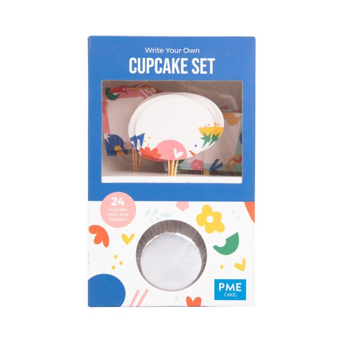 Set de Cupcakes - Escribe tu Propio Mensaje (24 estuches y toppers)