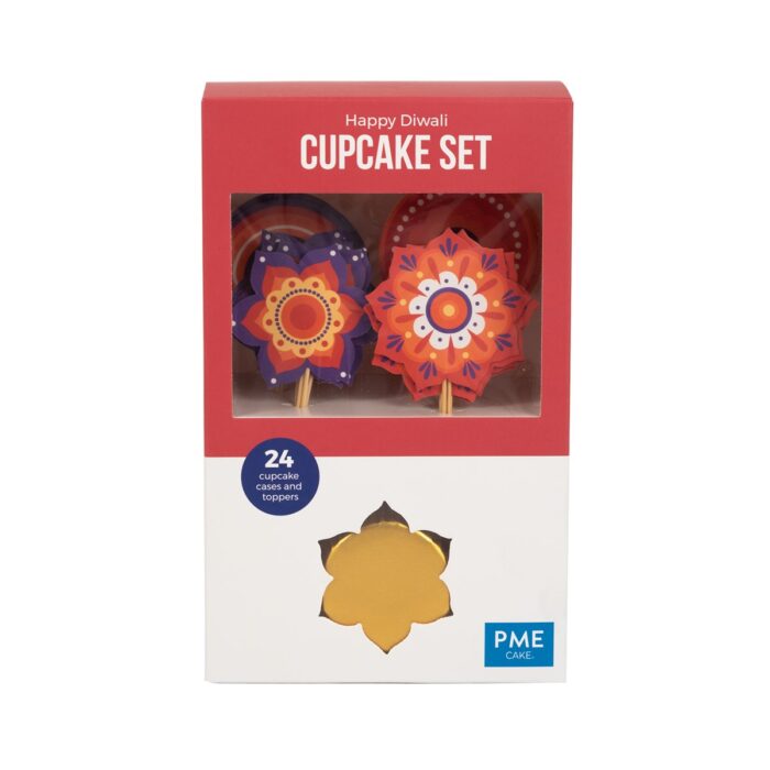 Set de Cupcakes - Feliz Diwali (24 estuches y toppers)