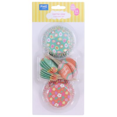 Pascua Set de 48 Cápsulas para cupcakes y Toppers - Huevos de Pascua