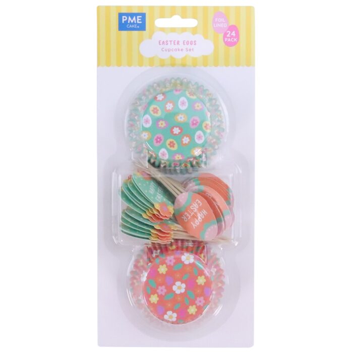 Pascua Set de 48 Cápsulas para cupcakes y Toppers - Huevos de Pascua