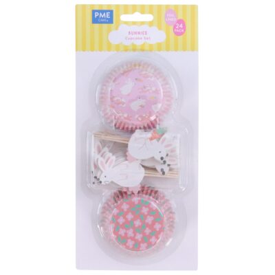 Pascua Set de 48 Cápsulas para cupcakes y Toppers - Conejitos