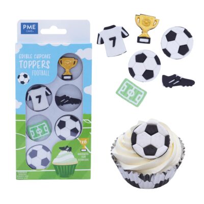 Adornos Comestibles para Cupcakes, Fútbol, Pk/6<br>