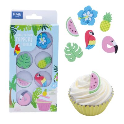 Adornos Comestibles para Cupcakes, Tropical, Pk/6<br>