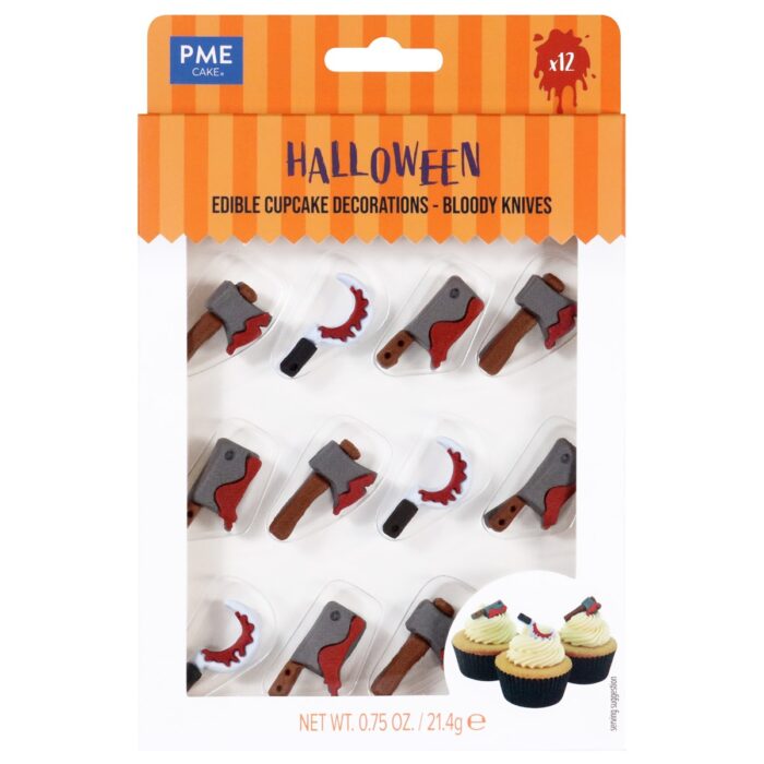 Halloween Decoraciones Comestibles de Azúcar - Cuchillos Ensangrentados (Set de 12)