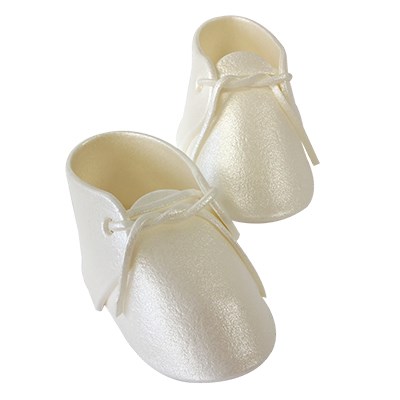 Decoraciones de Azúcar- Botines de Bebé Color Perla (Paquete de 2)