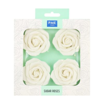 Rosas blancas de azúcar, 62mm (Set de 4)