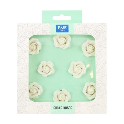 Rosas blancas de azúcar, 32mm (Set de 8)