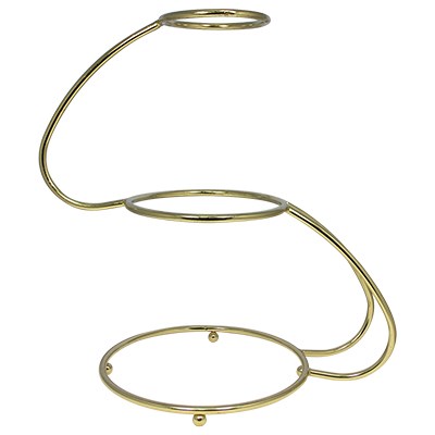 Soporte para Pastel de 3 Niveles en forma de S con un acabado de Oro PME