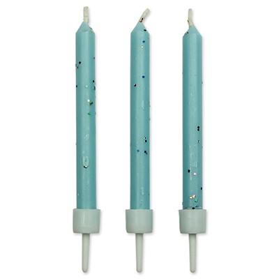 Velas de Color Azul con Purpurina, Paquete de 10