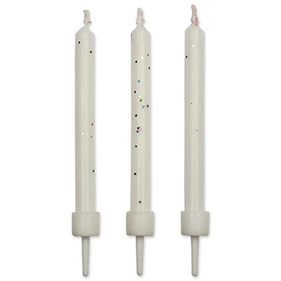 Velas de Color Blanco con Purpurina, Paquete de 10