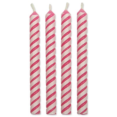Velas de Rayas Rosas, Tamaño Mediano, Paquete de 24