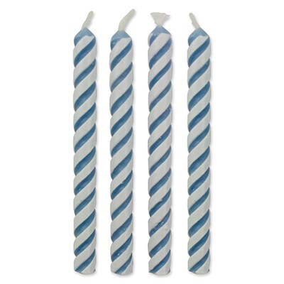 Velas de Rayas Azules, Tamaño Mediano, Paquete de 24