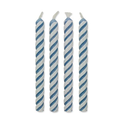 Velas de Rayas Azules, Tamaño Pequeño, Paquete de 24