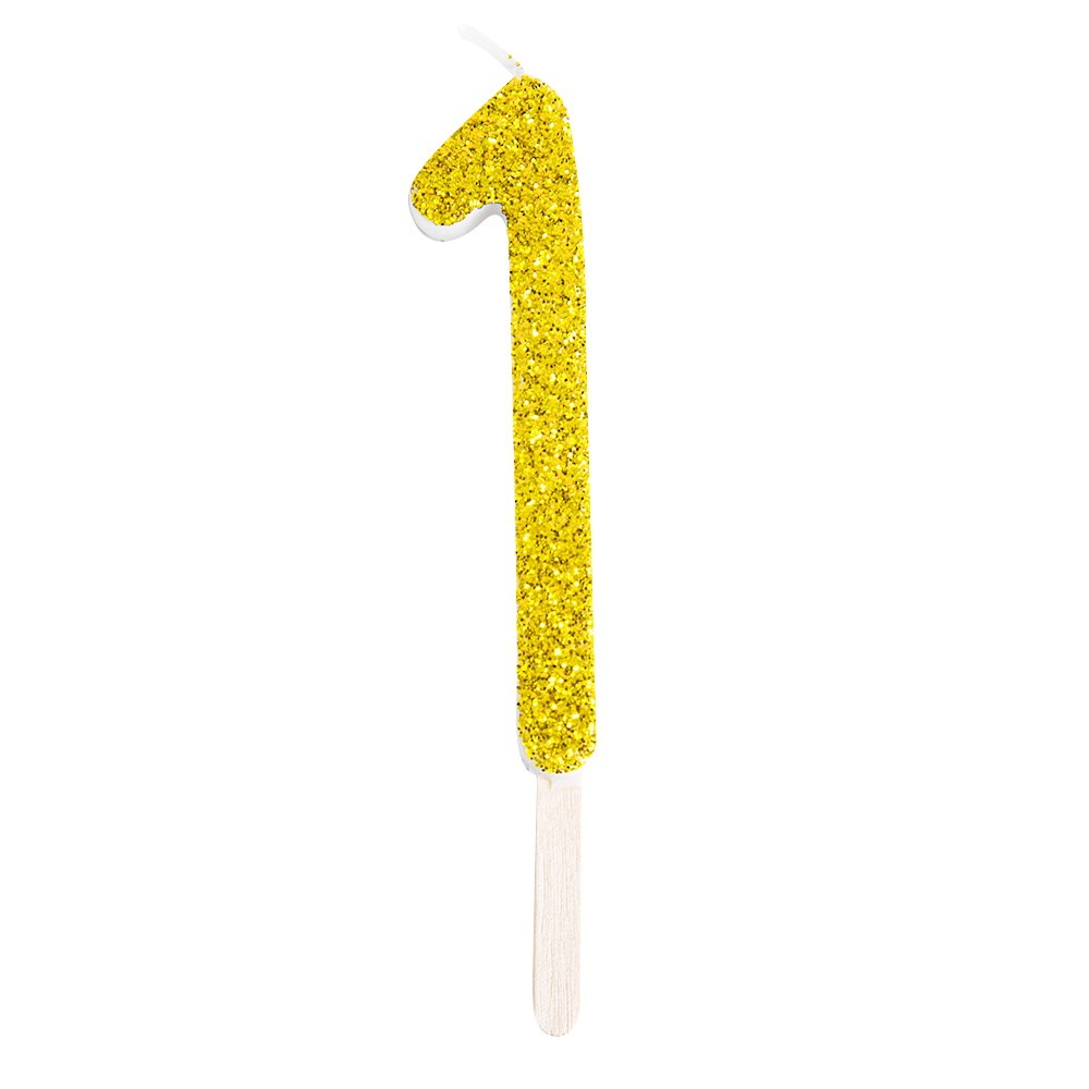 Vela de Número de Purpurina Dorada 1