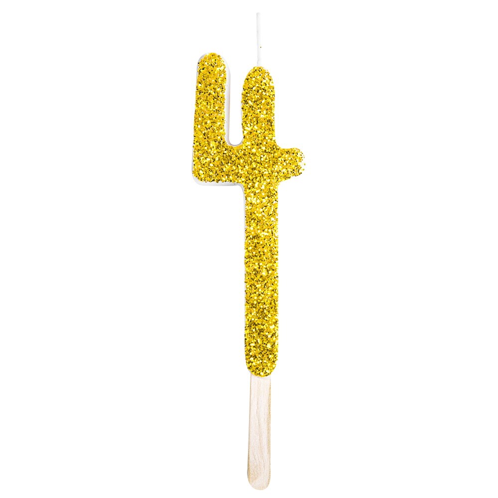 Vela de Número de Purpurina Dorada 4