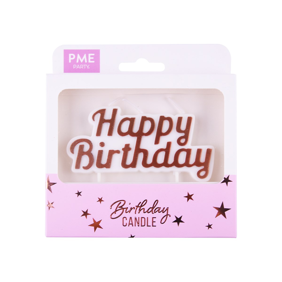 Adorno para Vela - Feliz Cumpleaños Oro Rosa<br>