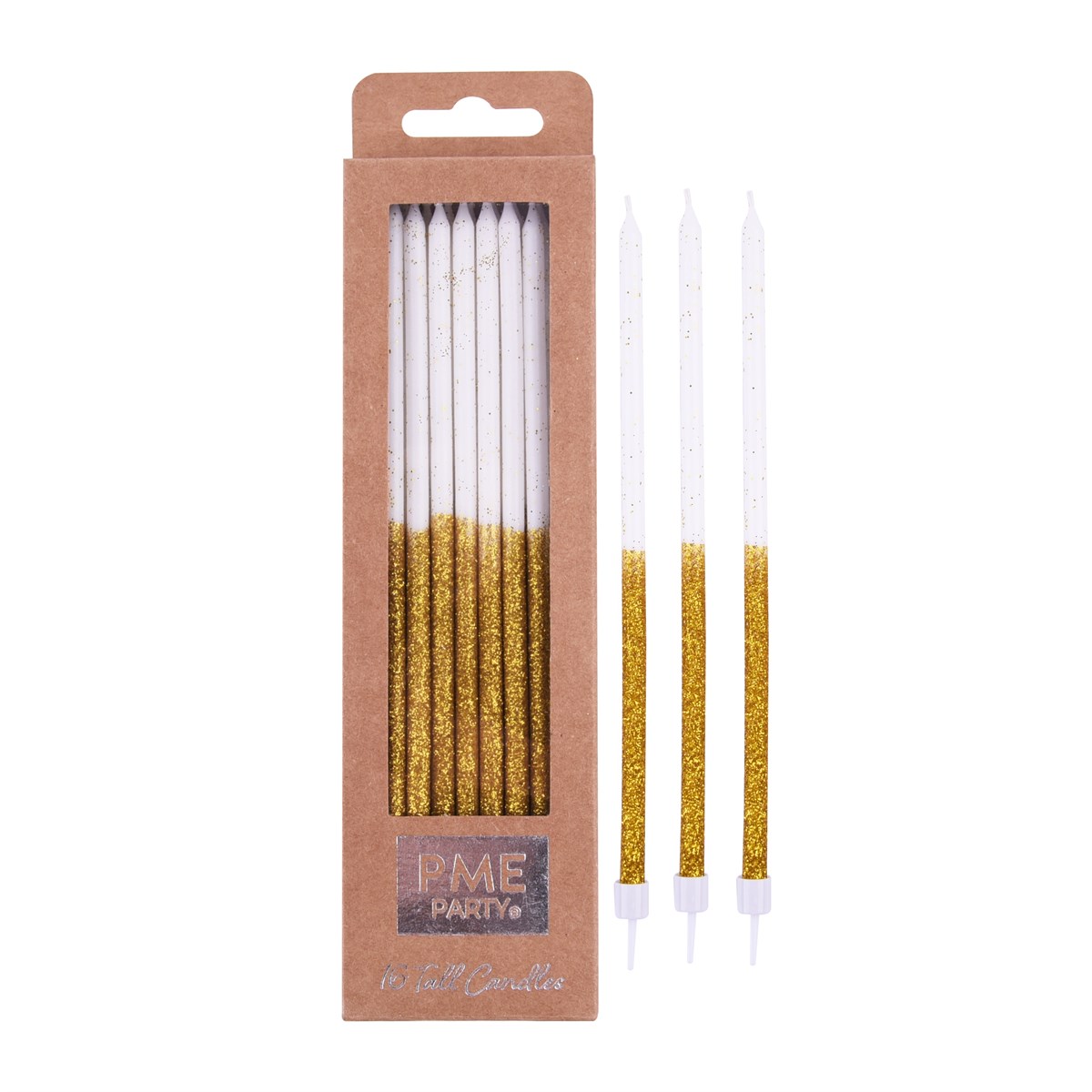 Velas Altas - Purpurina Dorada Pk/16<br>