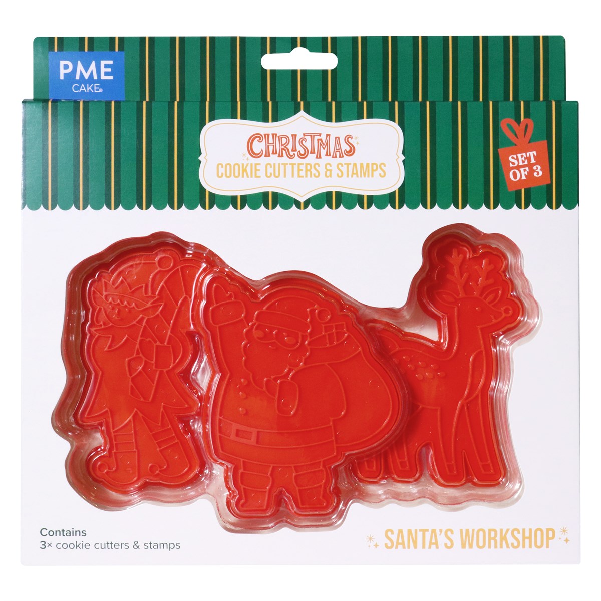 Navidad Cortadores y Sellos de Galletas - Taller de Santa (Set de 3)