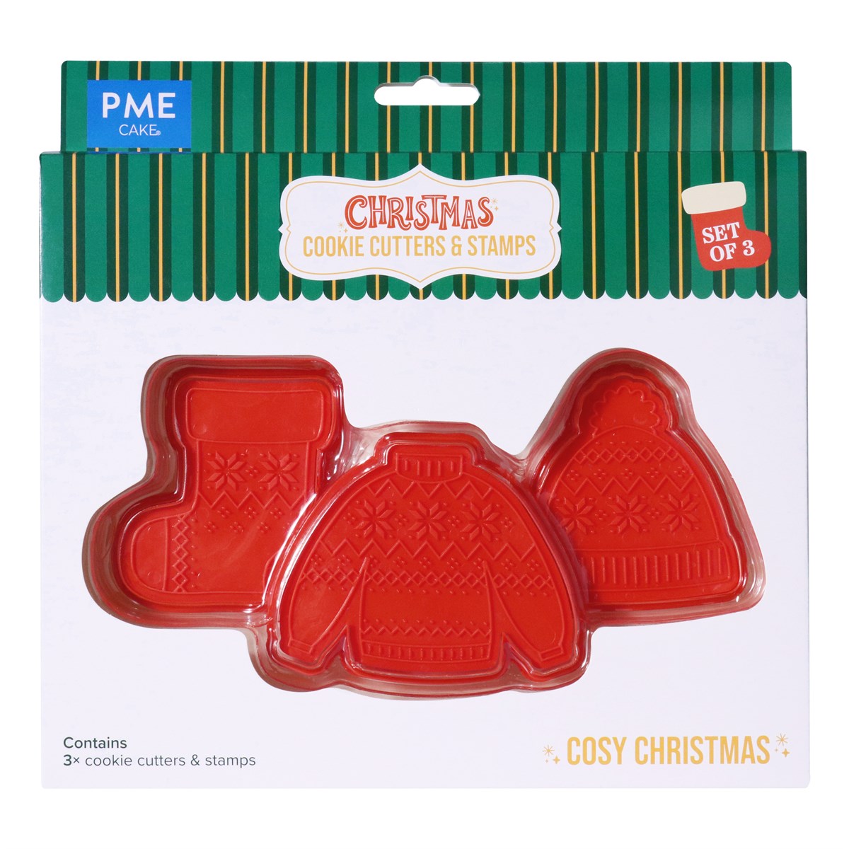 Navidad Cortadores y Sellos de Galletas - Navidad Acogedora (Set de 3)