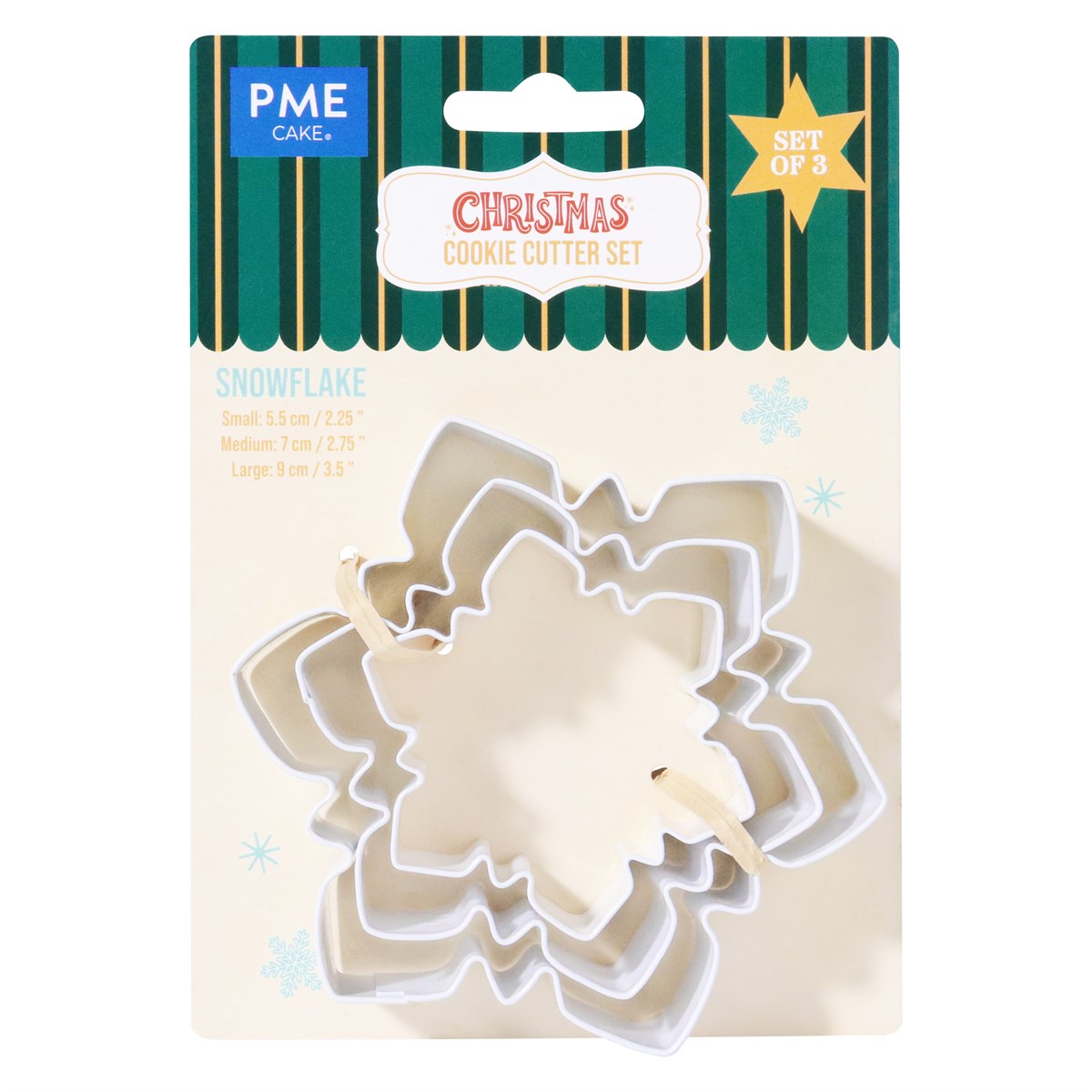 Navidad Set de 3 Cortadores de Galletas - Copos de Nieve