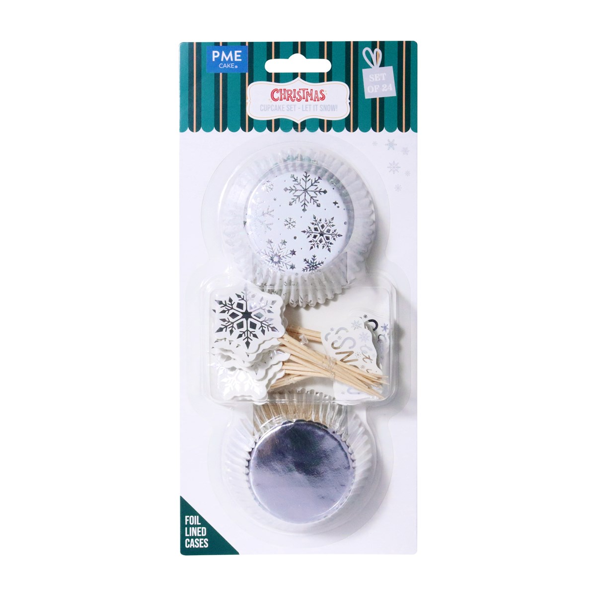 Navidad Set de 24 Cápsulas para Cupcakes y Toppers - ¡Que Nieve!