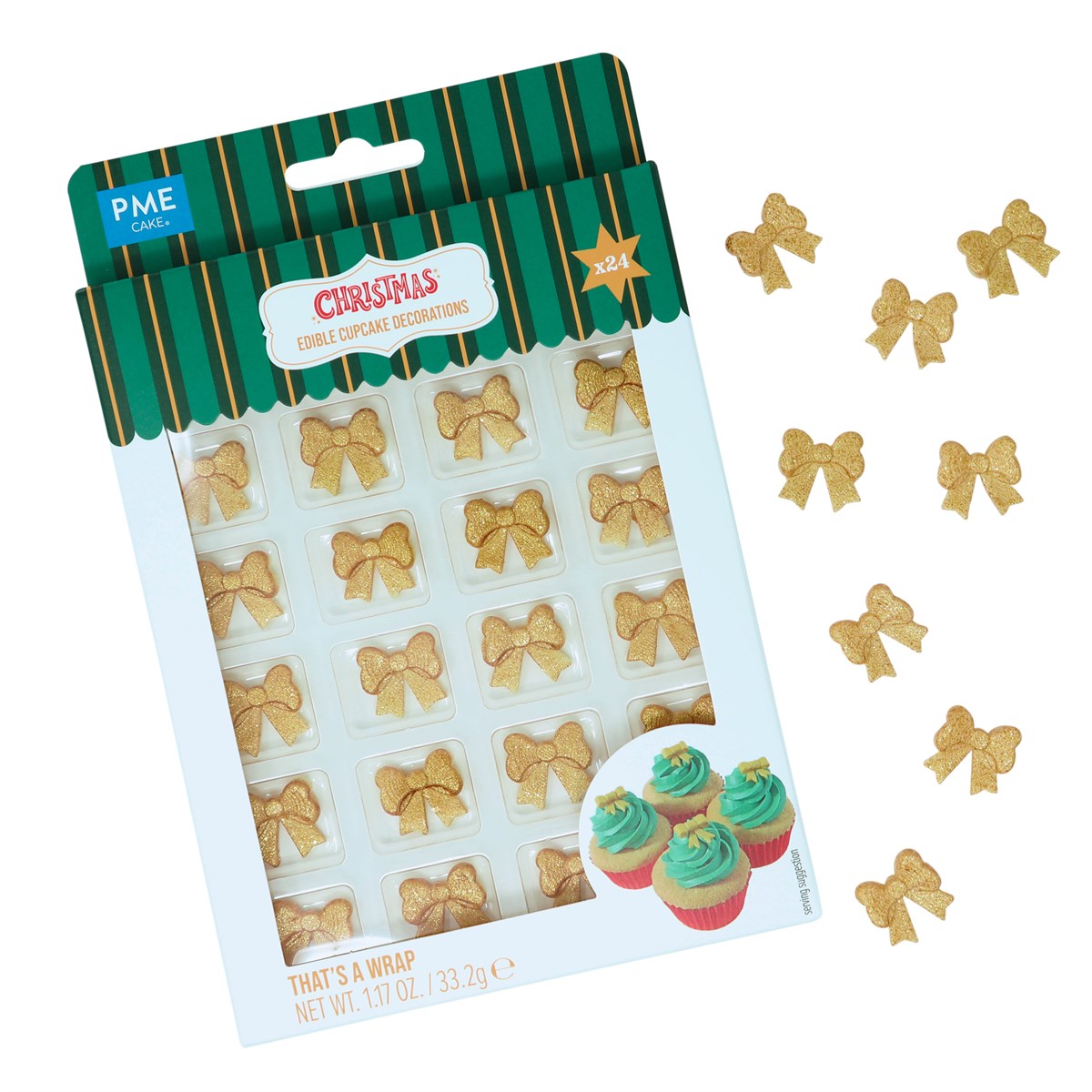 Navidad Decoraciones de Azúcar Comestibles - Cintas y Moños (24 piezas)