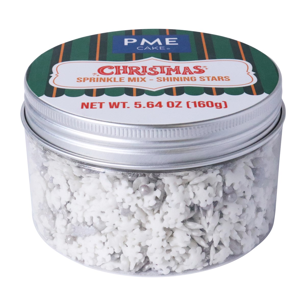 Sprinkles Navideños - Estrellas Brillantes de Plata (160g)