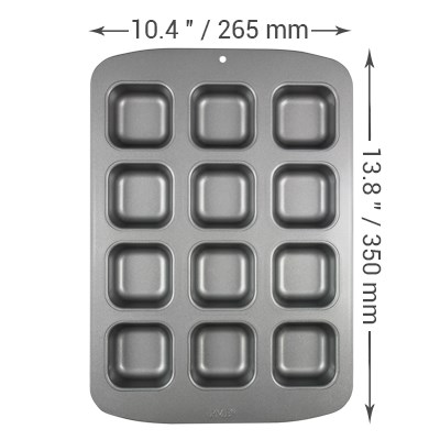 Molde para 12 Mini Pasteles Cuadrados de Acero al Carbono Antiadherente