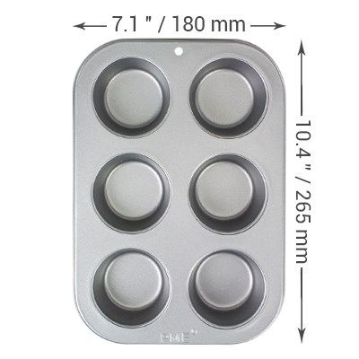 Molde para 6 Cupcakes de Acero al Carbono Antiadherente