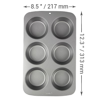 Molde para 6 Cupcakes Grandes de Acero al Carbono Antiadherente