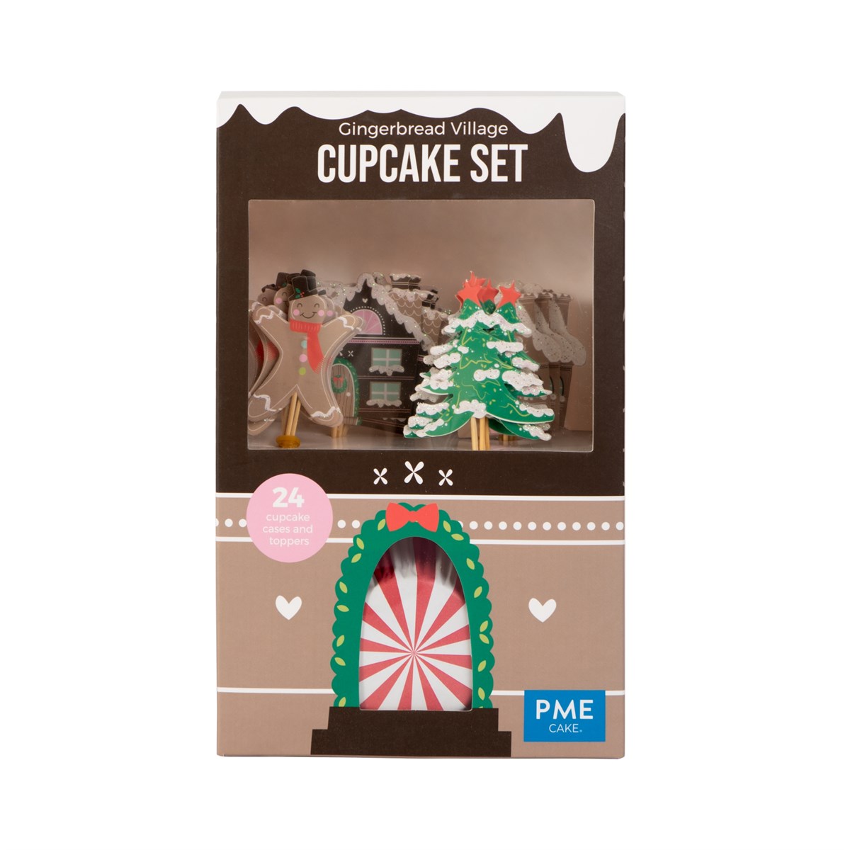 Set de Cupcakes - Gingerbread Village Christmas (24 estuches y toppers)
