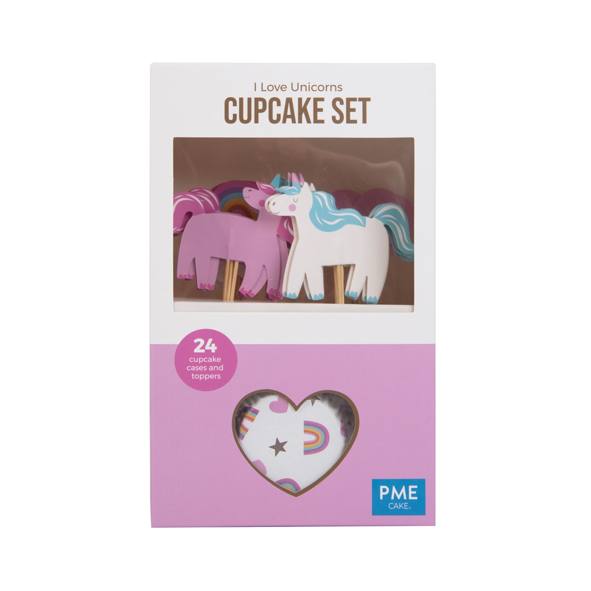 Set de Cupcakes - I Love Unicorns (24 estuches y toppers)