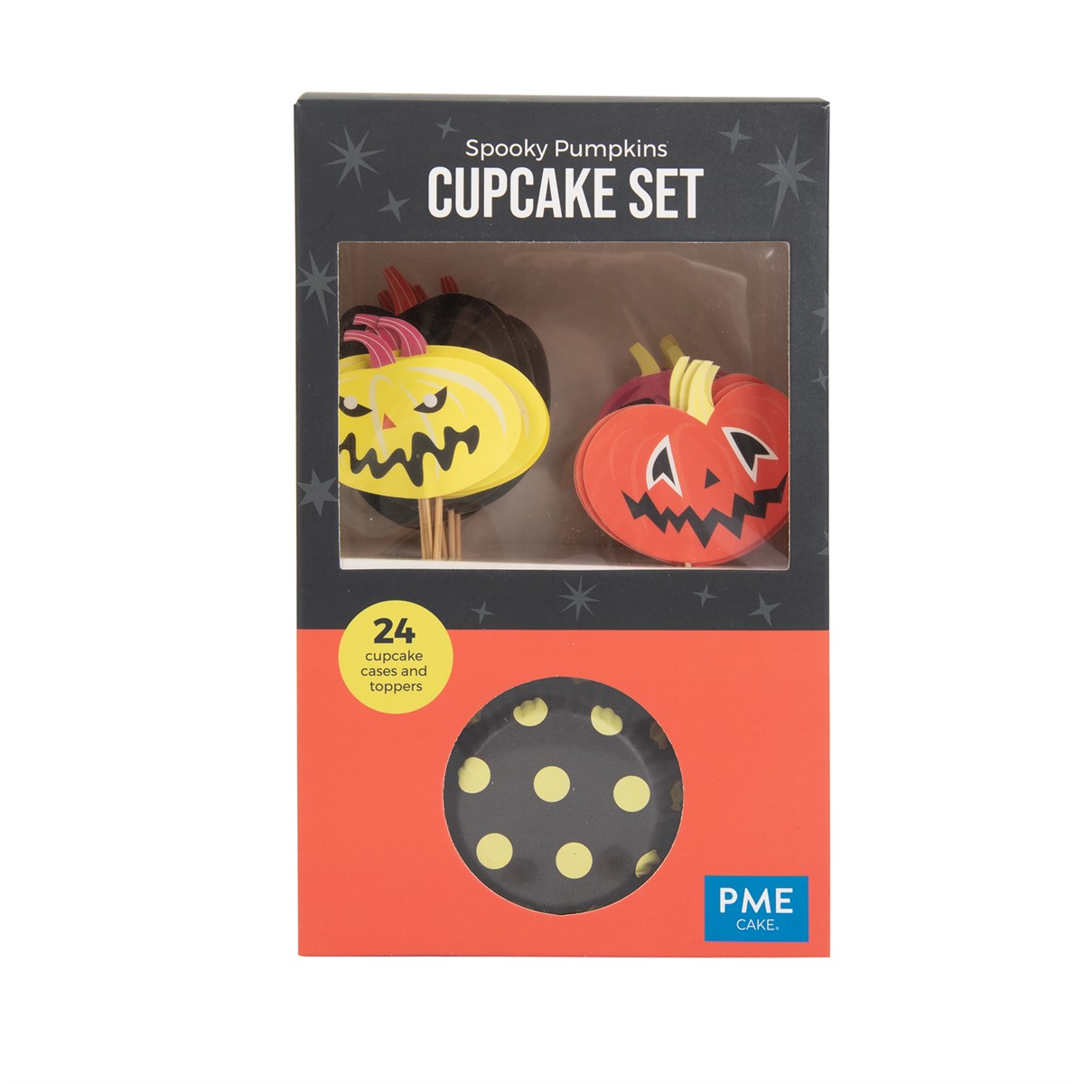 Set de Estuches y Toppers para Cupcakes de Calabazas Espeluznantes de Halloween