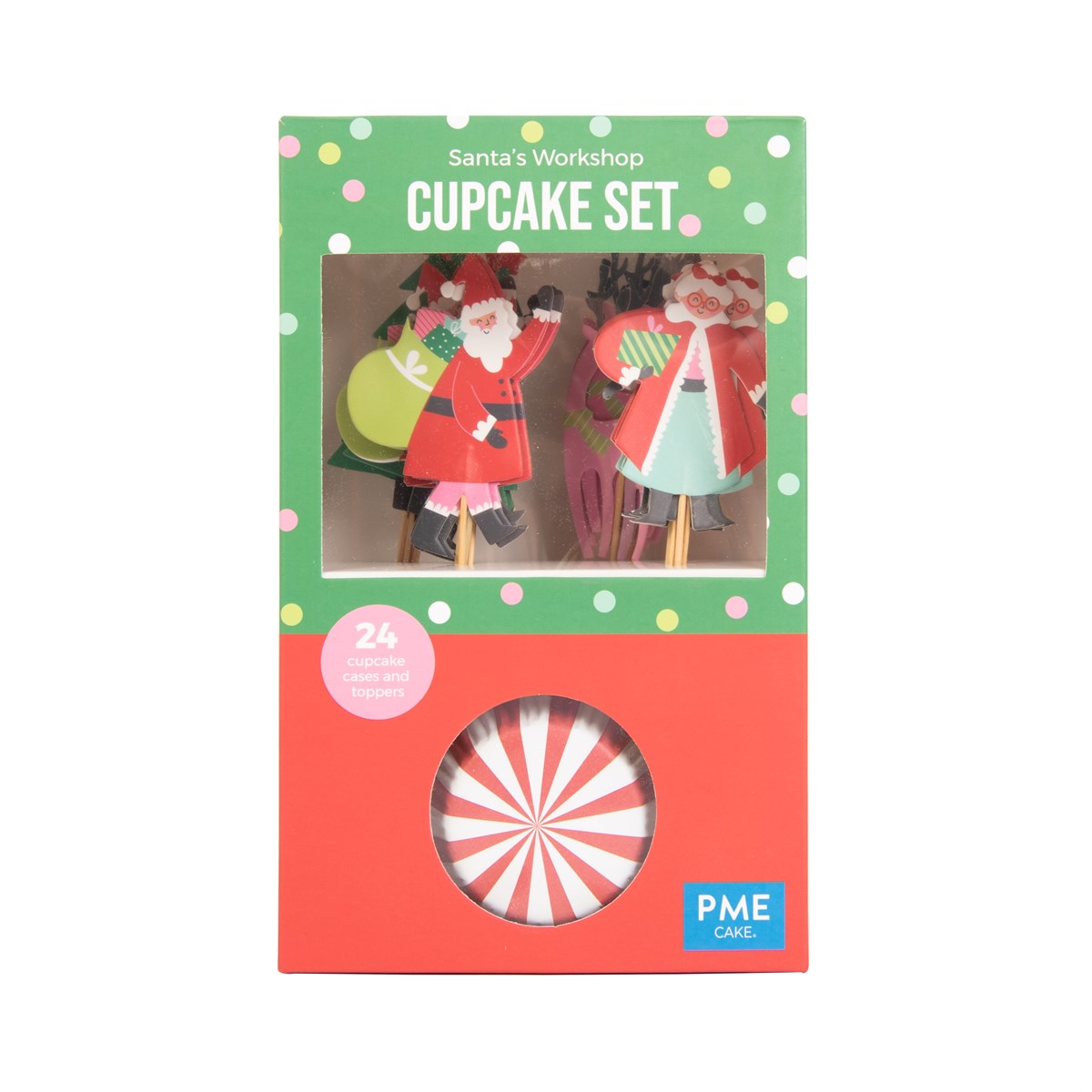Set de Cupcakes - El taller de Santa Claus (24 estuches y toppers)