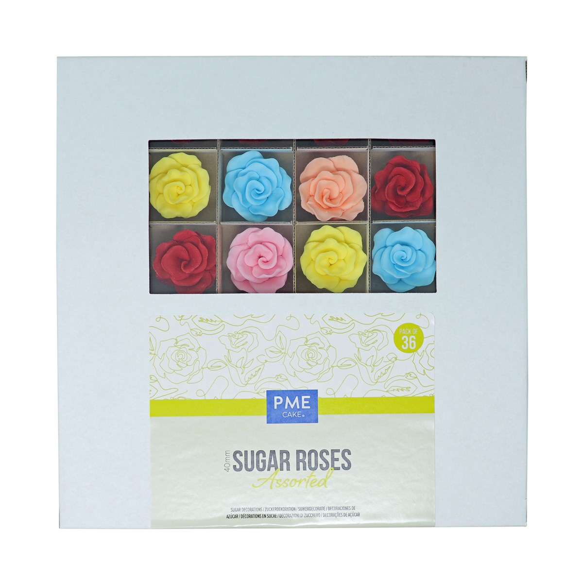 4mm Rosas de Azúcar para Decoración de Pasteles, Set de 36 (Colores Surtidos)