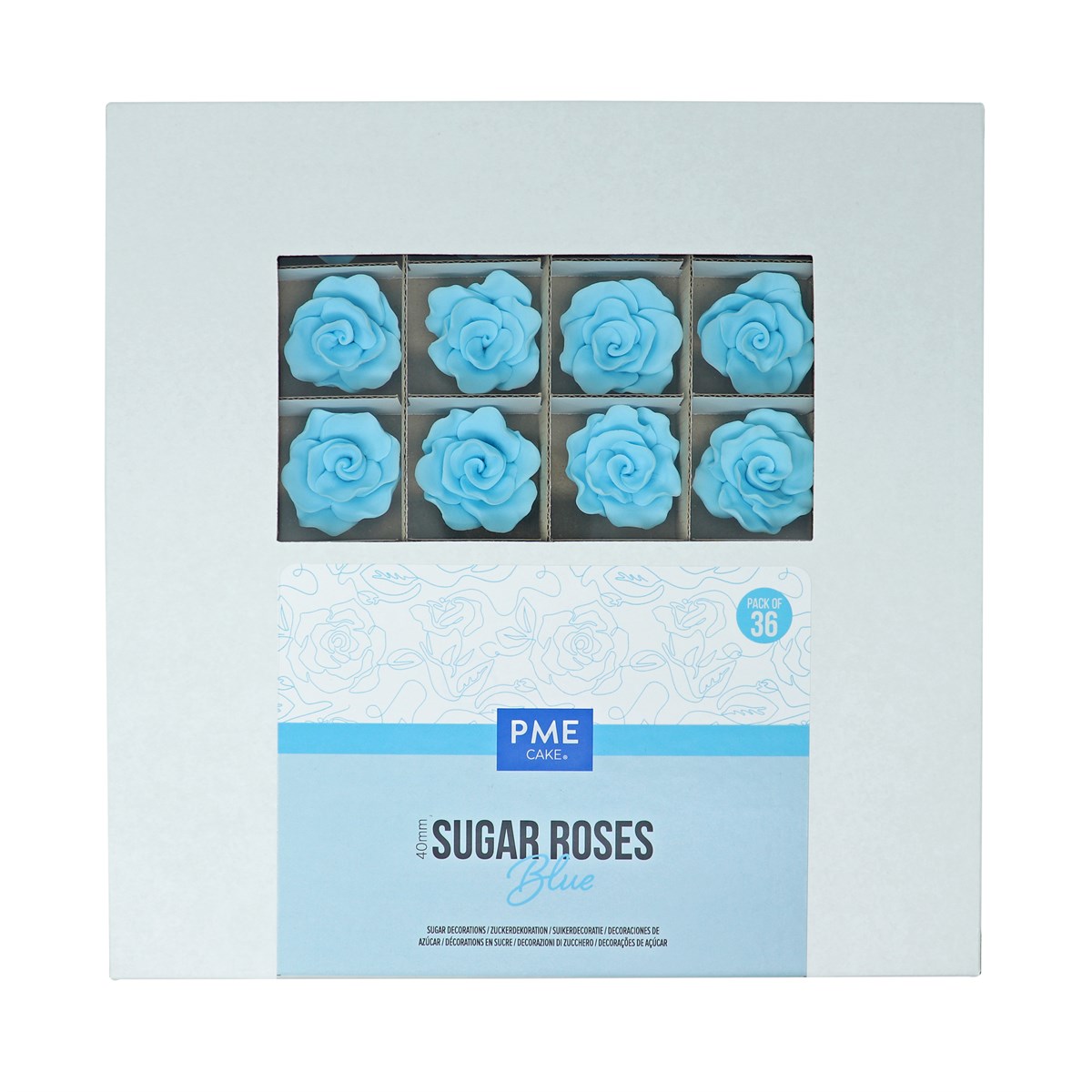 4mm Rosas de Azúcar para Decoración de Pasteles, Set de 36 (Azul)