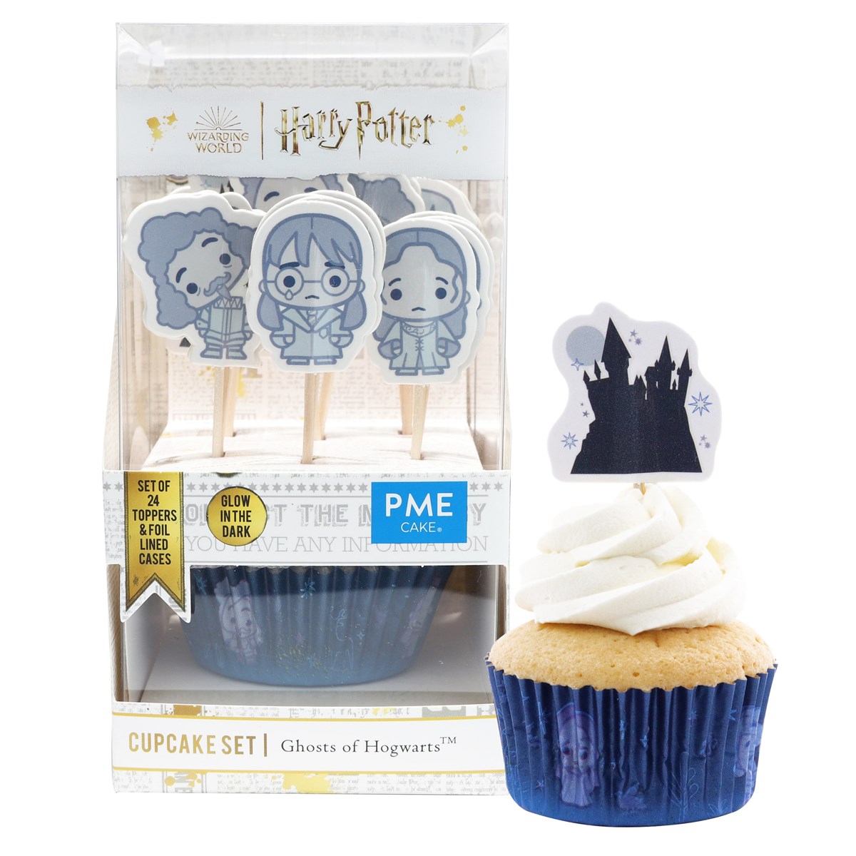 Harry Potter Set de 24 cápsulas para cupcakes y toppers con los Fantasmas de Hogwarts