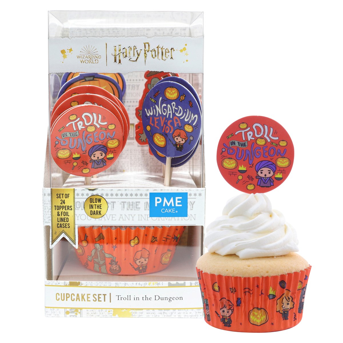 Harry Potter Set de 24 cápsulas para cupcakes y toppers con el Troll en el Calabozo
