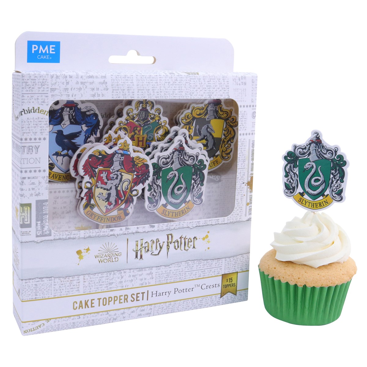 Harry Potter Toppers para Pasteles, Set de 15, Escudos de Hogwarts