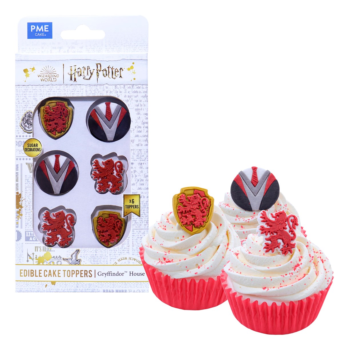 Harry Potter Set de 6 Toppers Comestibles para Cupcakes, Gryffindor