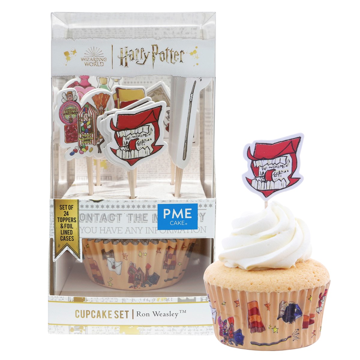 Harry Potter Set de 24 cápsulas para cupcakes y toppers con Ron Weasley